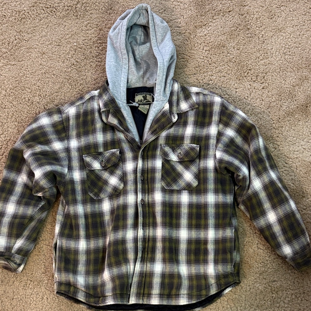Field & Stream Green Plaid Hooded Jacket